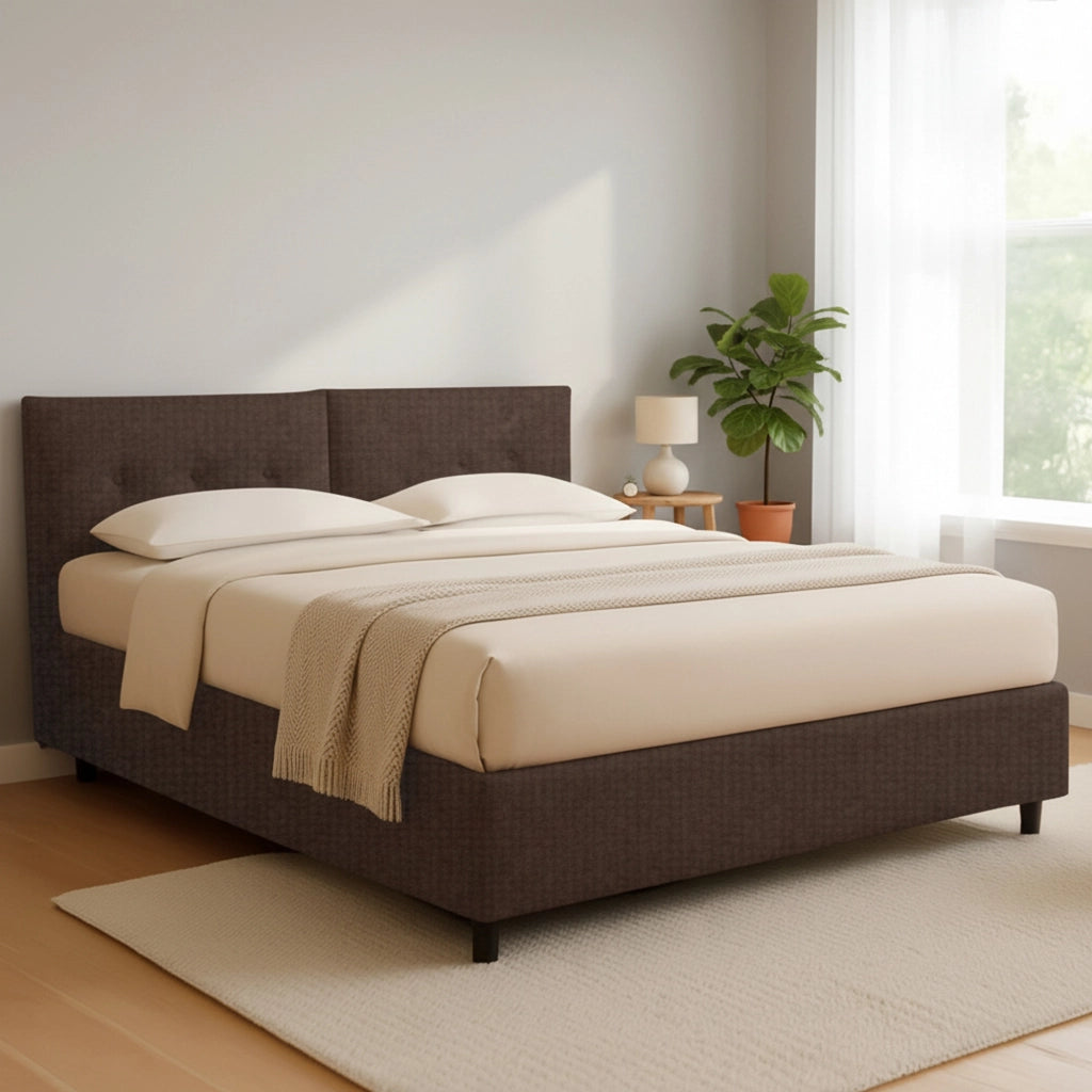 Bath, Letto Matrimoniale Sfoderabile Made in Italy, Marrone