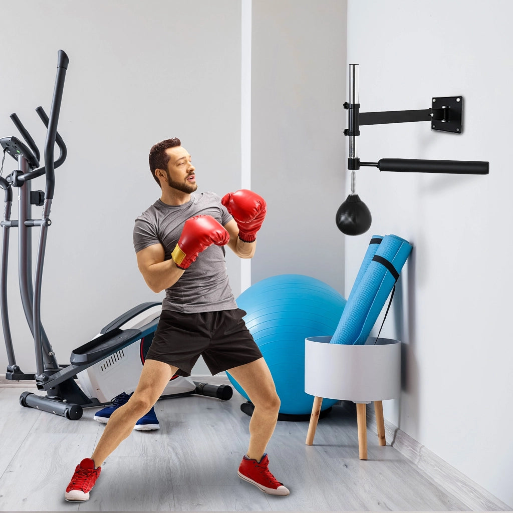 Speed Bag da Boxe Regolabile ¨C zephmum ¨C Acciaio e PU, Nero, 79x72x20 cm