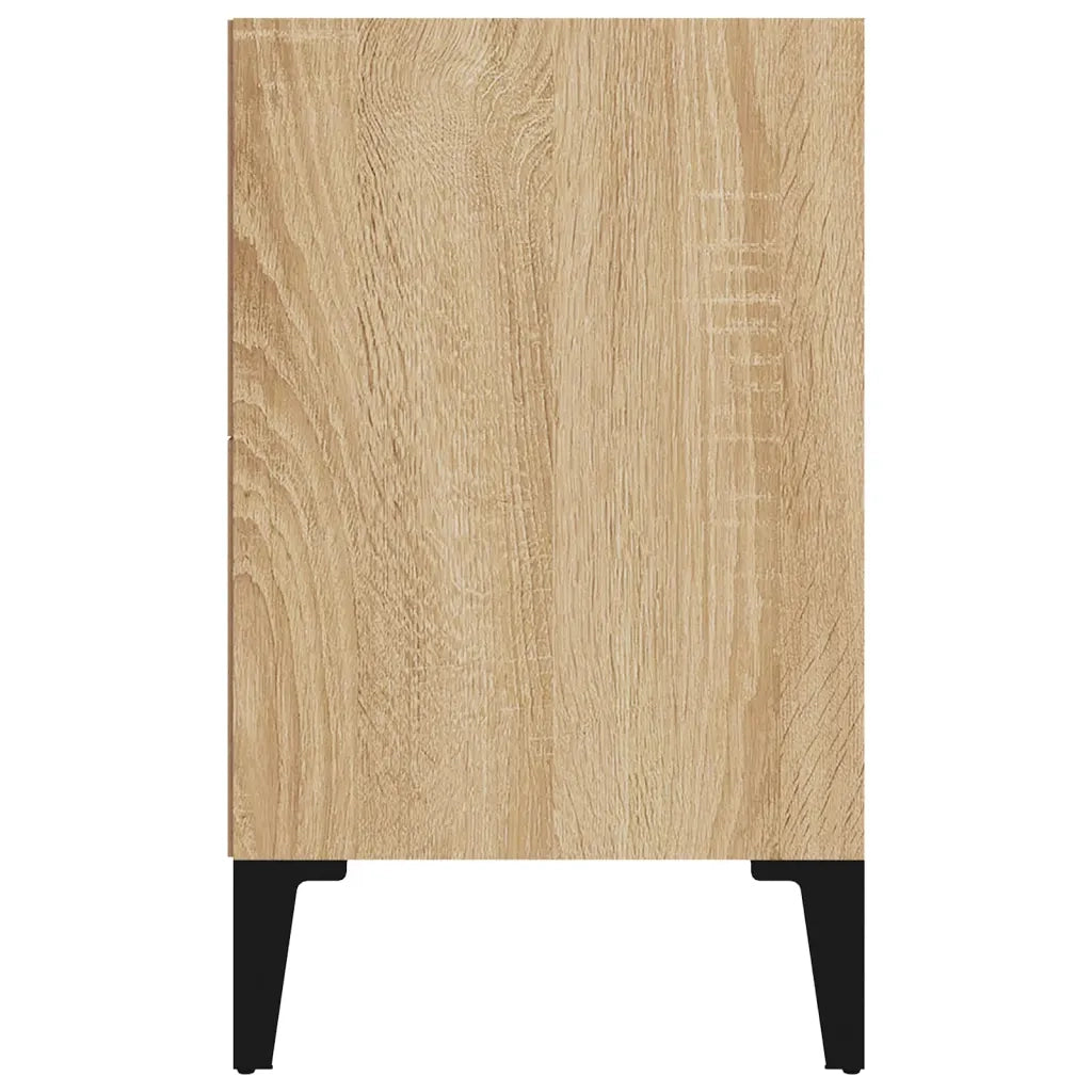 Comodino | Armadio da Notte | Mobiletto da notte con Gambe in Metallo Rovere Sonoma 40x30x50 cm