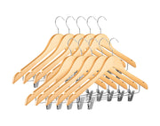 Grucce In Legno Naturale Con Clip Regolabili 10 Pezzi Appendino Armadio Appendiabiti Pantaloni Gonne Giacche Gancio Girevole 360°