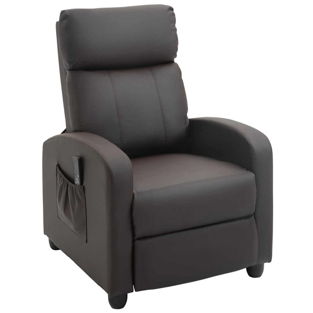 Easycomfort Poltrona Relax Massaggiante con Telecomando e 8 Programmi, Reclinazione e Poggiapiedi, 68x88x98cm, Marrone