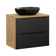 Set mobili bagno 70 cm con piano e lavabo da appoggio Mona Luxor Black 70 x 1401 x 46 cm