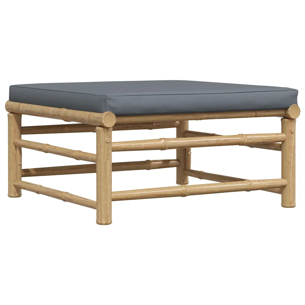 Poggiapiedi da Giardino con Cuscini Grigio Scuro in Bamb¨´ CFW2455886