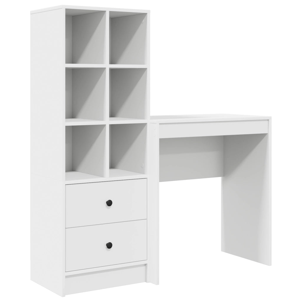 Scrivania con archiviazione in legno ingegnerizzato bianco
