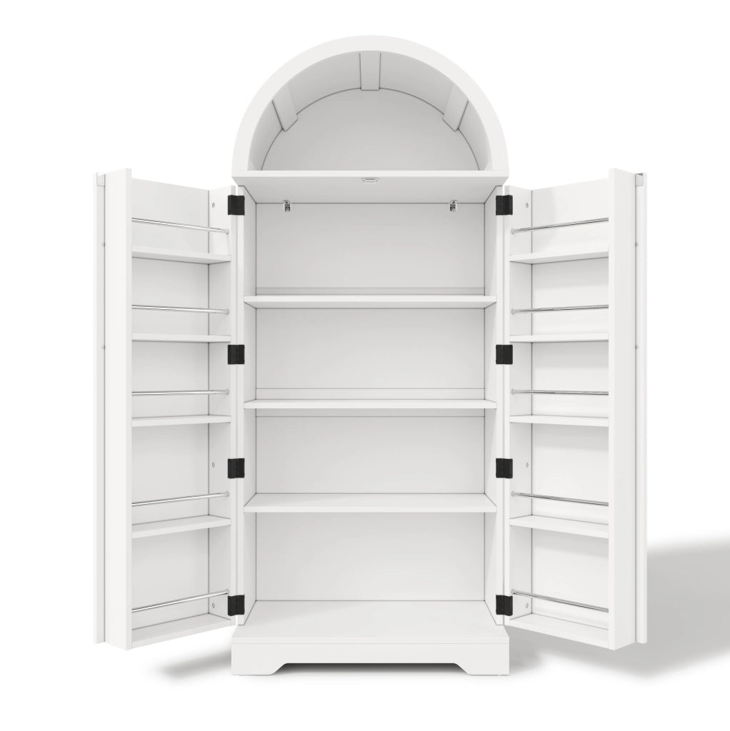 Armadio contenitore bianco 70x40x165 cm con ripiani aperti e ante