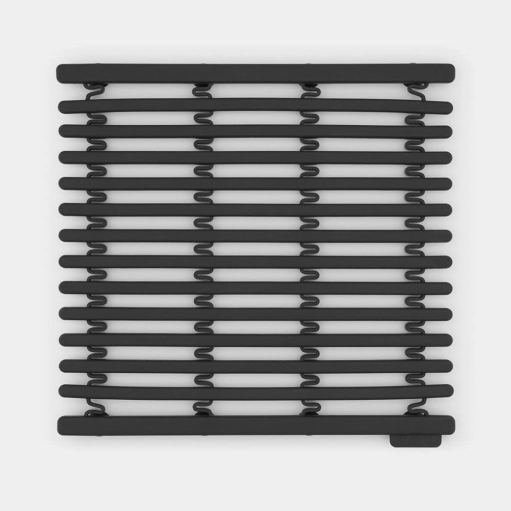 Brabantia 302589 Tappetino per Lavello in Silicone Estensibile da 30 a 45 cm con Ventose per Fissaggio Resistente al Calore fino a 220 °C colore Grigio Scuro