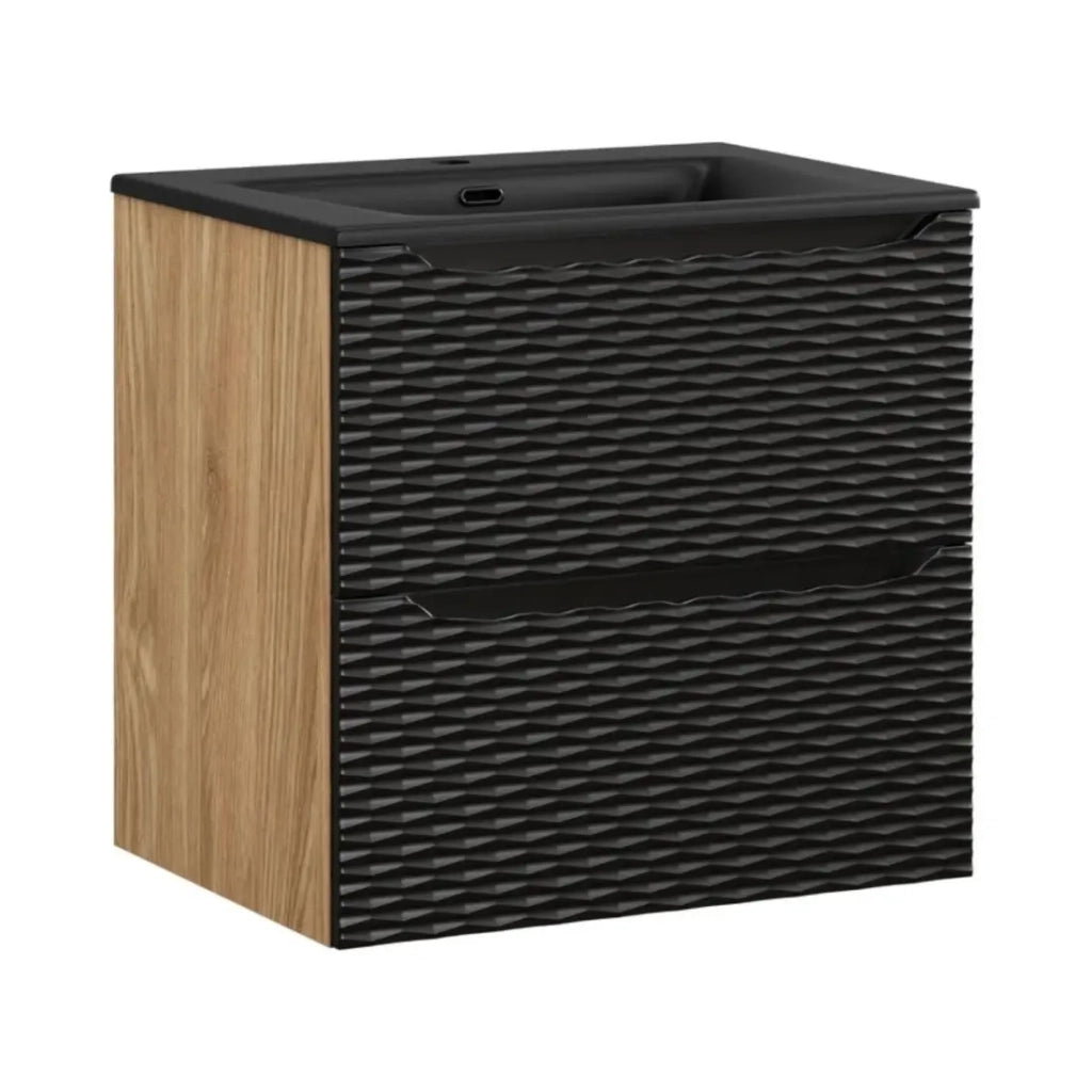Set da bagno YOKA nero: mobile sottolavabo con cassetti 60 cm + lavabo da incasso nero