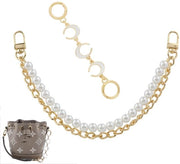 Due catene per borse, oro con perle e fermagamba, doppio per borsa a mano, portafoglio, cinturino, catena, cinturino di ricambio, estensione catena, elegante catena con perle, borsa, estensione cinturino