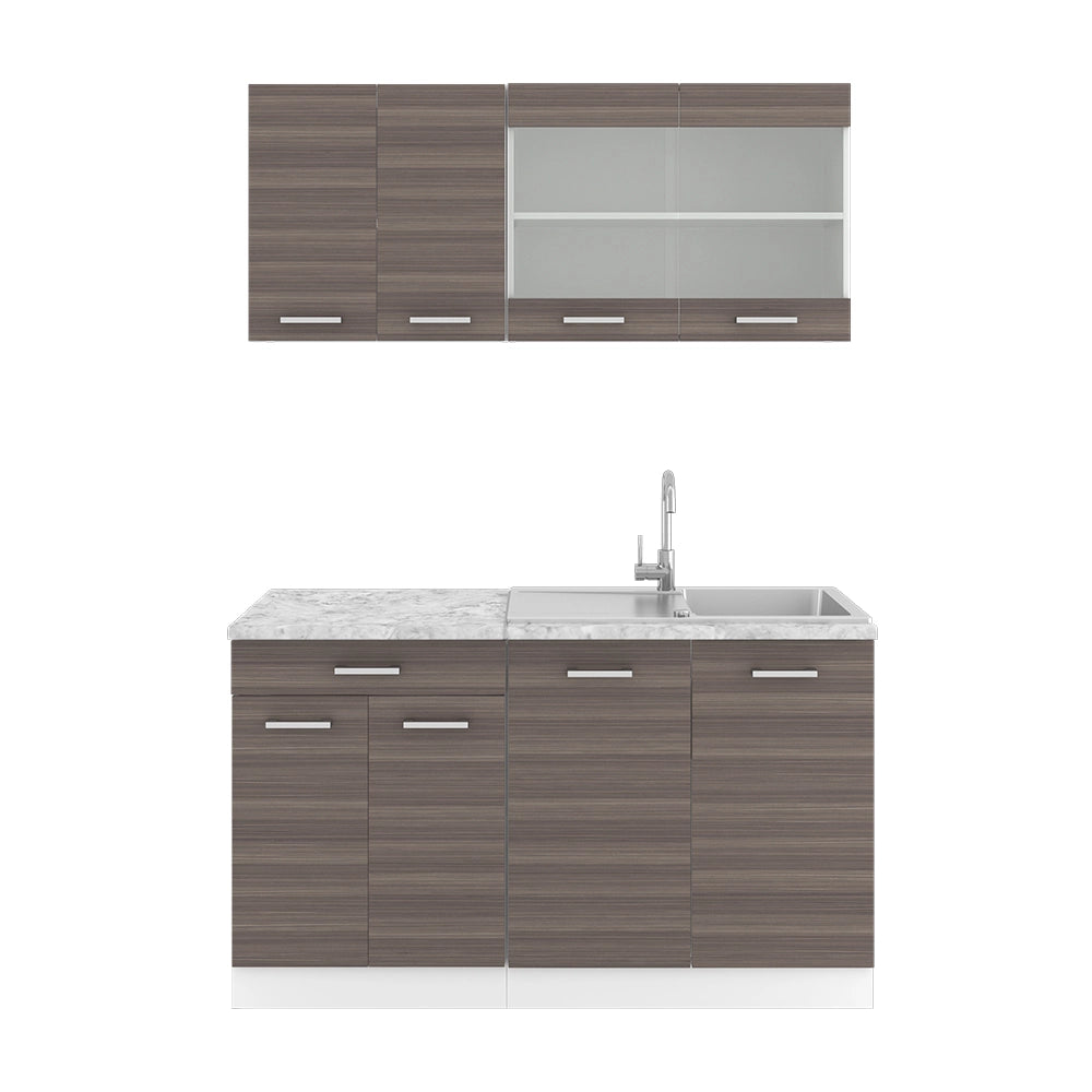 Vicco Cucina monoblocco Grigio nobile 140 cm , PL Marmo