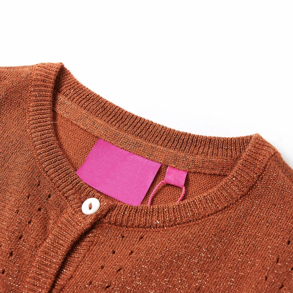 Cardigan da Bambina Lavorato a Mano Cognac 92 CFW6212759