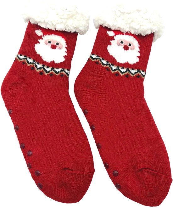 Slipper con grip antiscivolo - Pantofole calde e soffici - Fleece termoisolante - Disegno natalizio - Adatte a tutte le dimensioni