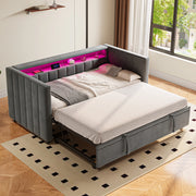 Divano letto multifunzionale - Zephmum - 90x190 cm - Grigio - USB-C, LED, Stoccaggio