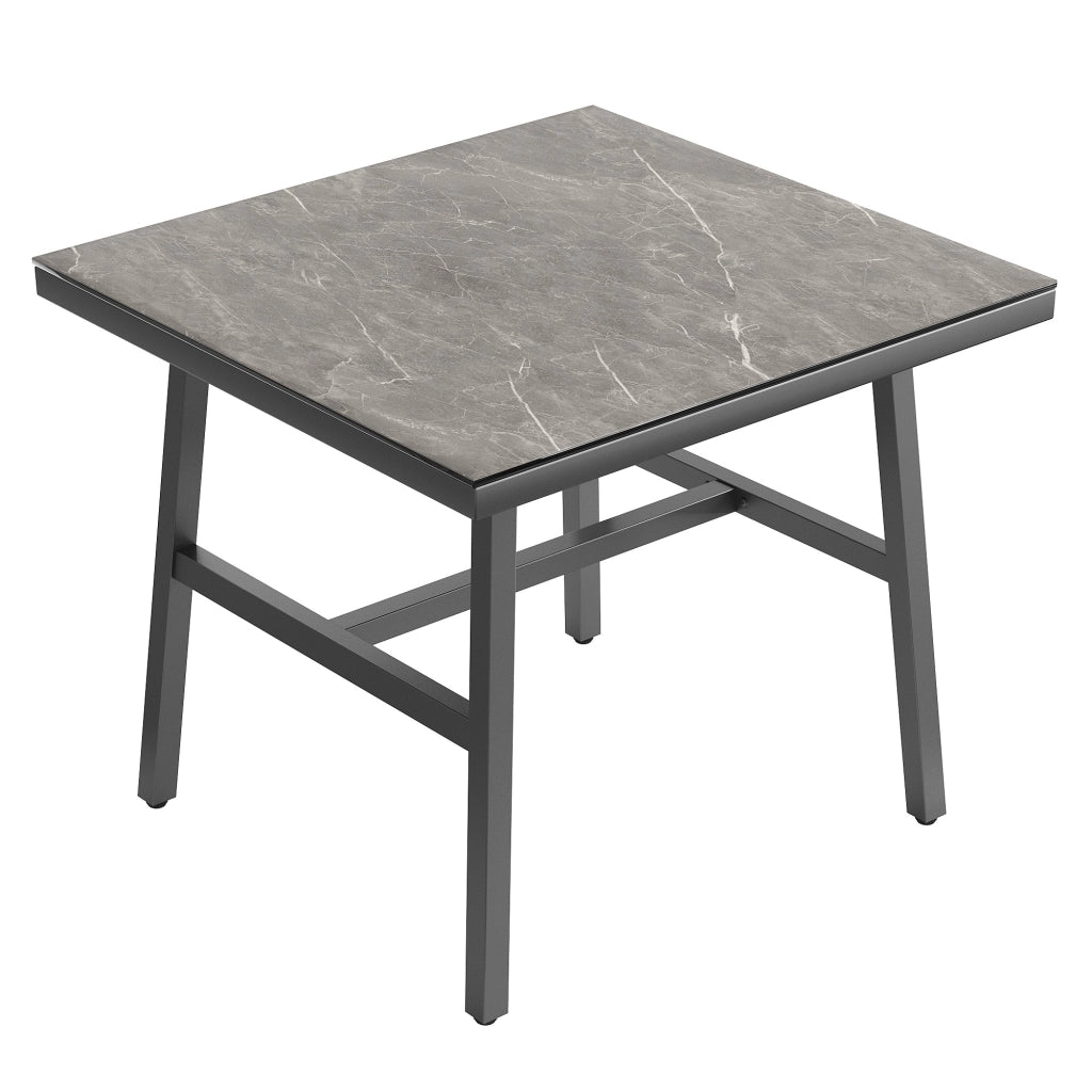 Divano Angolare da Giardino ¨C MINIMAL ¨C Polyrattan Grigio con Tavolo