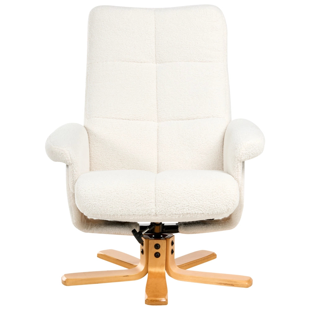 Sedia da ufficio reclinabile tessuto boucle Sgabello girevole reclinabile bianco sporco funzione massaggio riscaldata design retrò