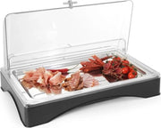 Presentazione display refrigerato – Gastronorm 1/1 – Incluso piano di servizio – Copertura trasparente – 555x357x175 mm