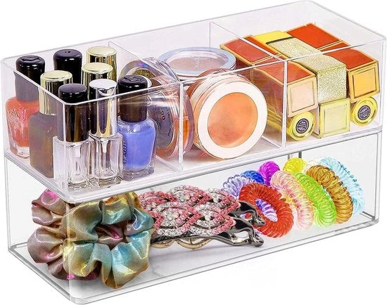 Organizzatore di Cosmetici in Acciaio 2 pezzi - Deposito per Labbra, Spille per Capelli e Gioielli.