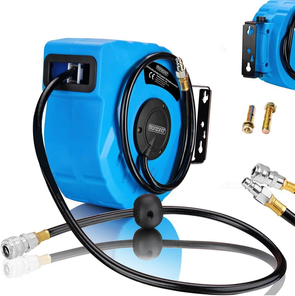 Avvolgitubo per Aria Compressa Tubo 10m 1/4' Sega a Gattuccio + 6 Lame 10.000 U/min