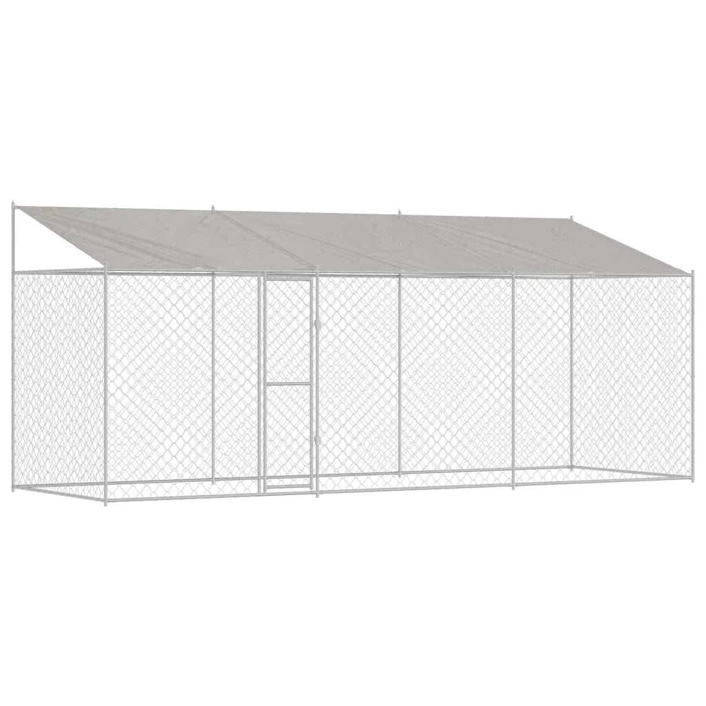 Gabbia per Cani con Tetto Argento 600 x 200 x 256 cm 3368302