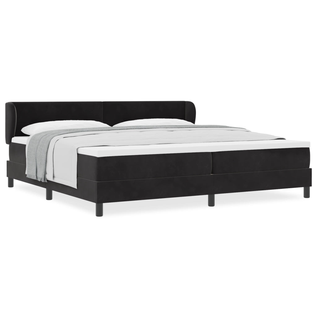 Letto Box Spring con Materasso Nero 200x200 cm Velluto