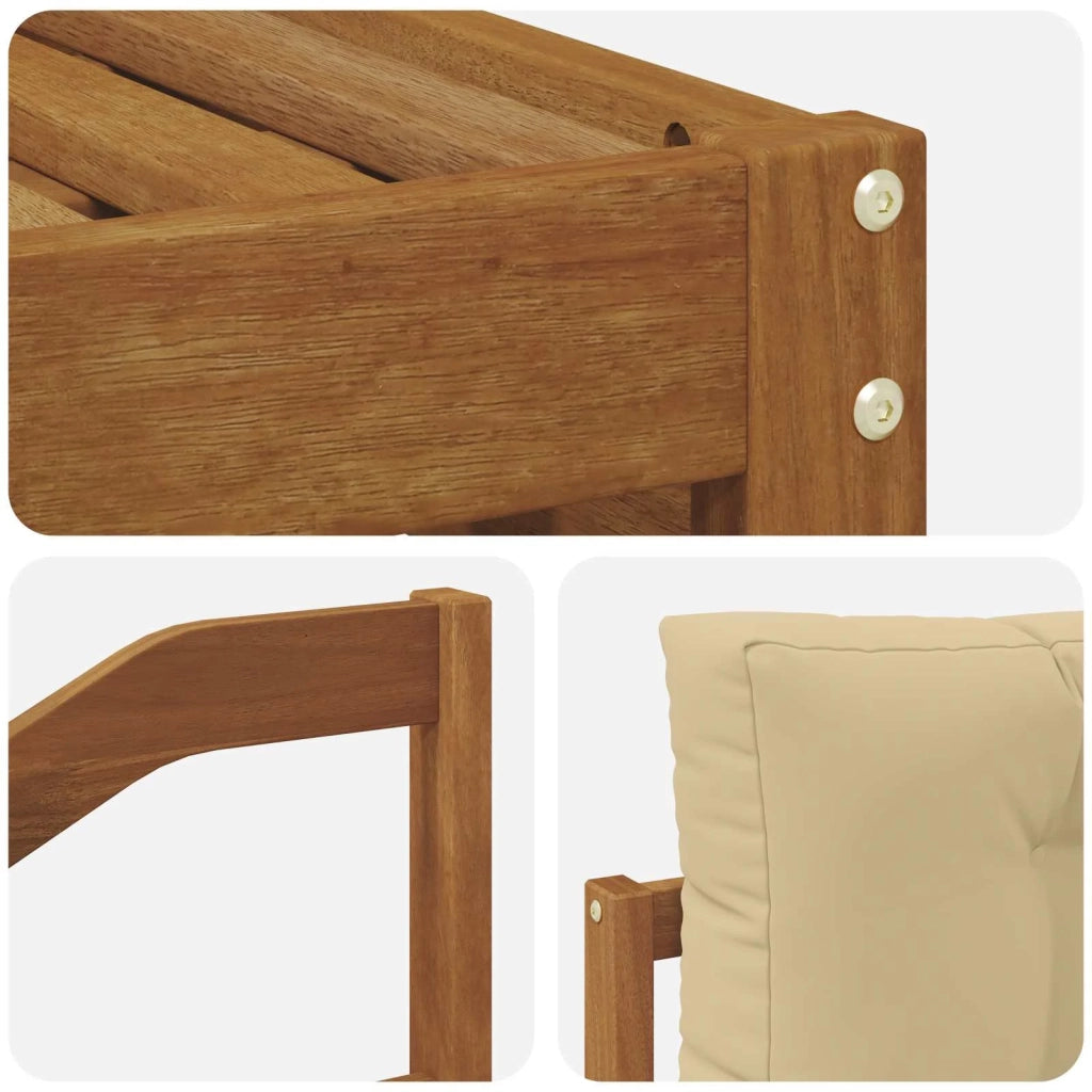 Set divani 6 pcs Naturale e Beige Legno di Acacia Massello 3373918