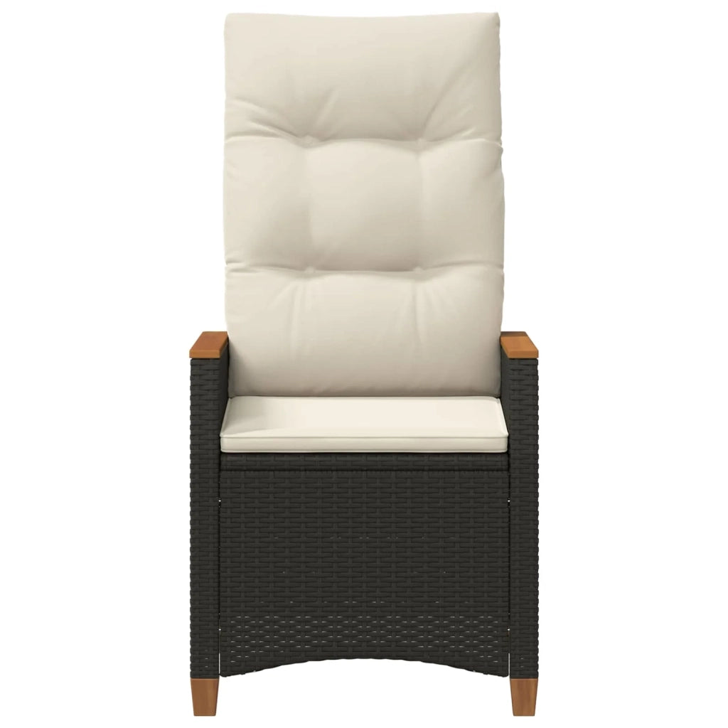 Sedia da giardino reclinabile Nero e Crema 64 x 57,5 x 112 cm 42026859