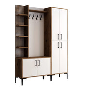 Mobile da corridoio in legno "Viyana DA" - 35 x 60 x 200 cm - Noce, Bianco