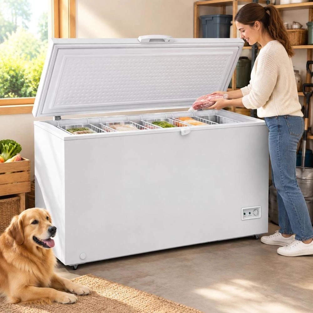 Chest Freezer, 488 L Capacity & 4 Removable Baskets, Freestanding Commercial Freezer With Top-opening Door & Lockable Lid, 7-level Adjustable Temperature