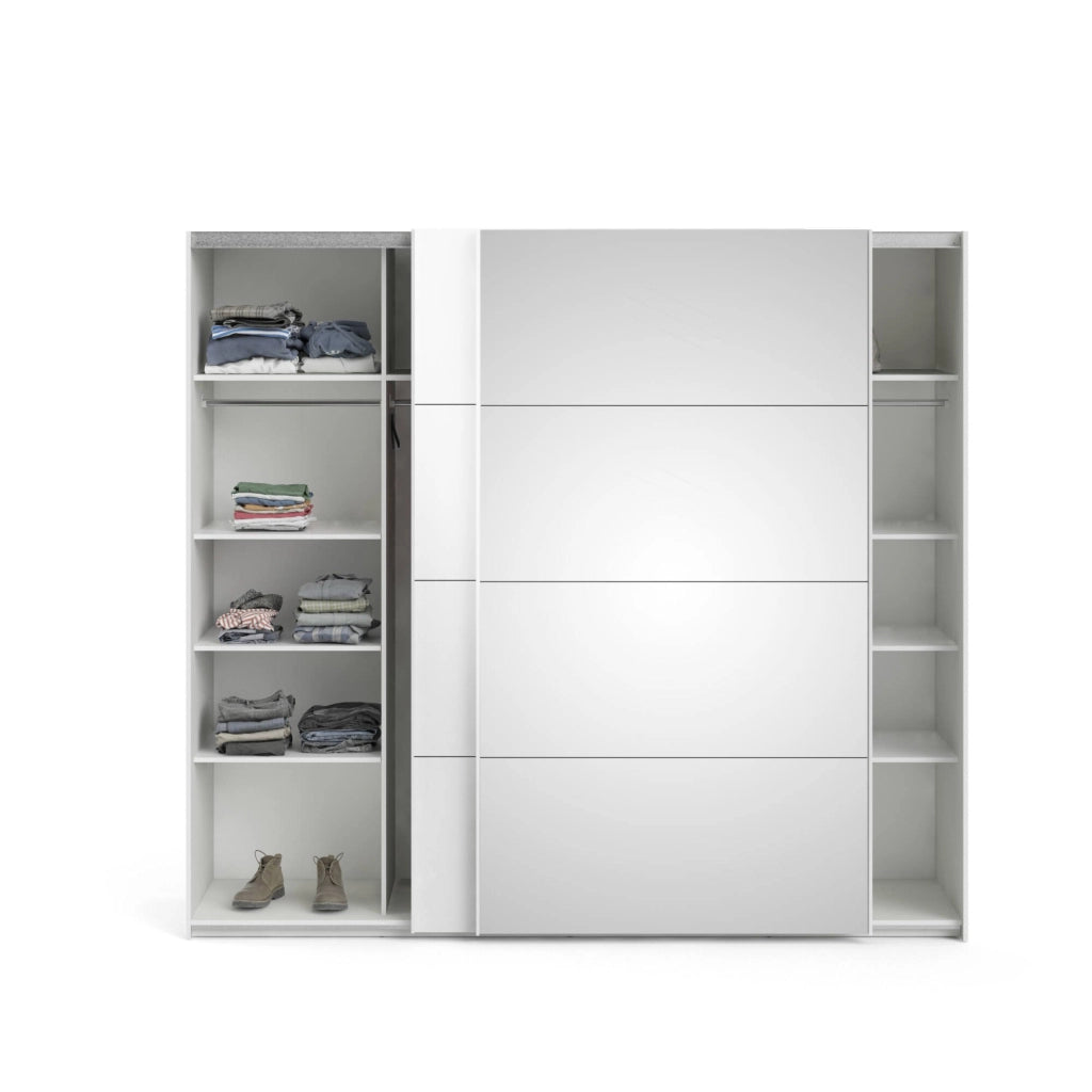 Guardaroba 2 ante Catalina, Mobile camera da letto, Cabina armadio portabiti, Armadio appendiabiti, 243x61 h220 cm, Bianco lucido