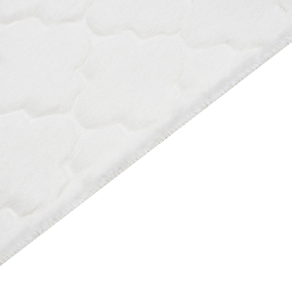 Tappeto in pelle sintetica di coniglio bianca 160 x 230 cm motivo a rete soggiorno camera da letto