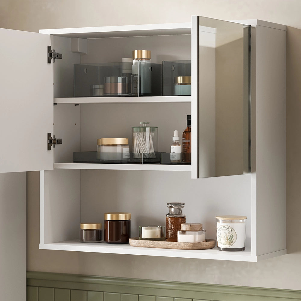 Vicco Specchio contenitore bagno Ondulazione bianca 70 x 65 cm