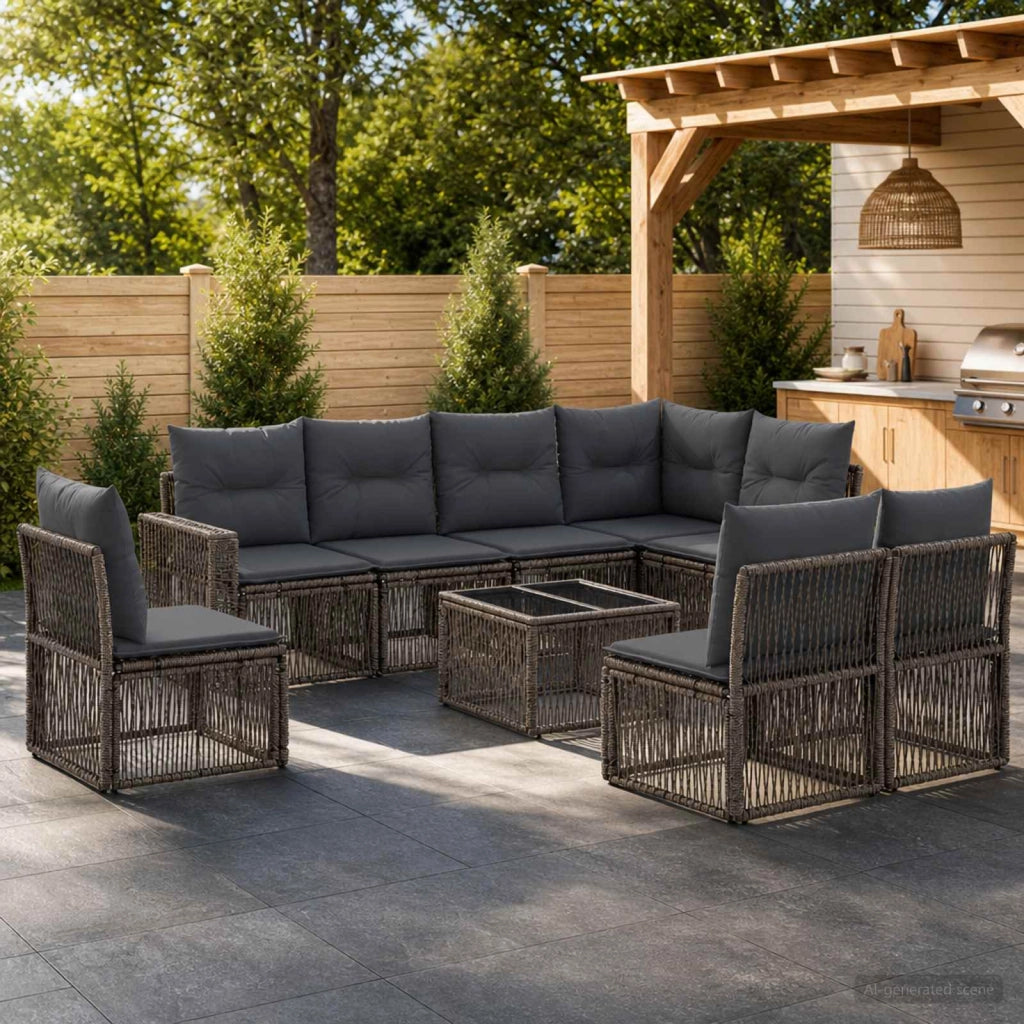 Set Divano da Giardino 9 pz Grigio e Grigio Scuro polyrattan 3435143