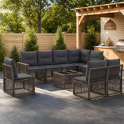 Set Divano da Giardino 9 pz Grigio e Grigio Scuro polyrattan 3435143