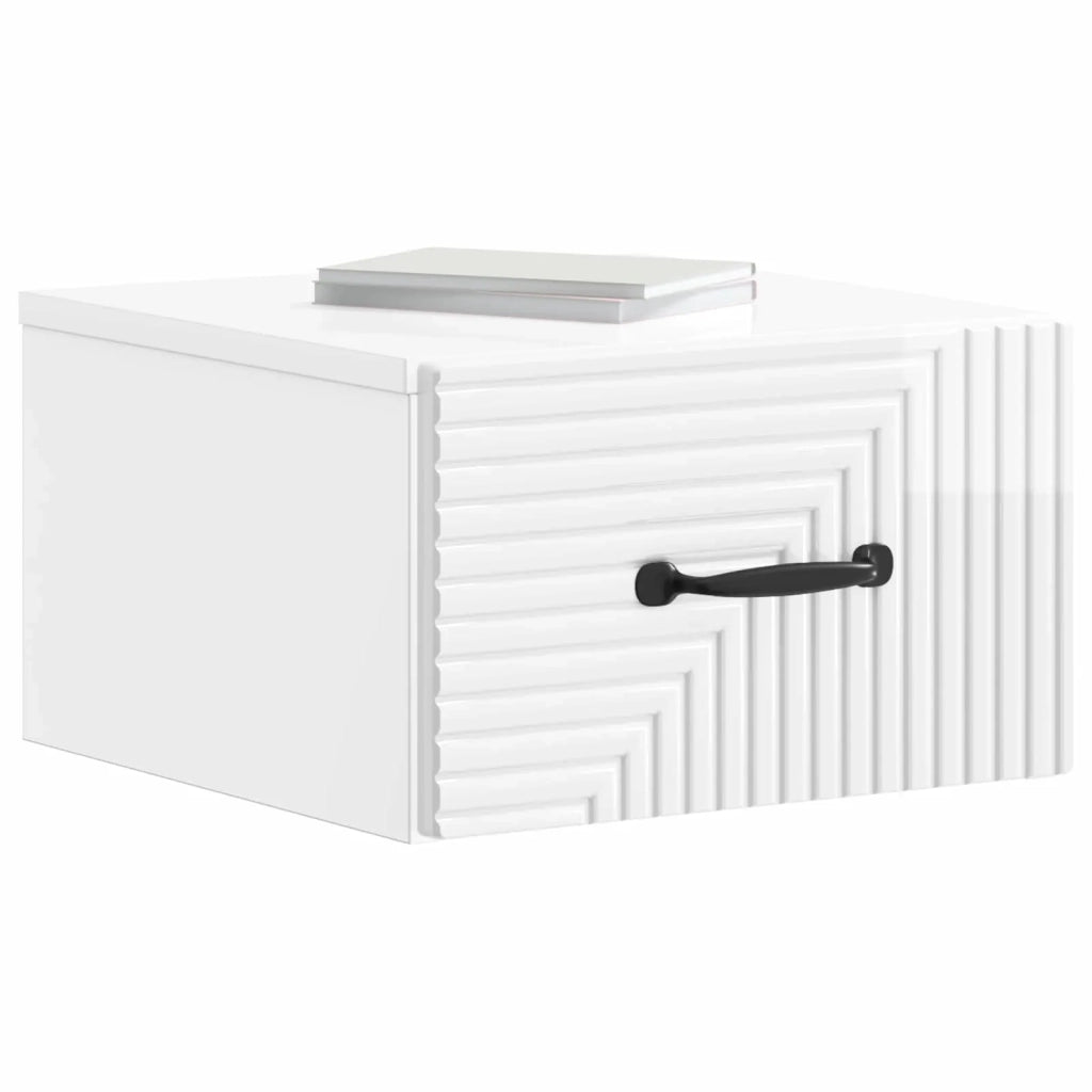 Mobiletto da notte a muro 2 pcs Bianco Lucido 34,5 x 33 x 20 cm