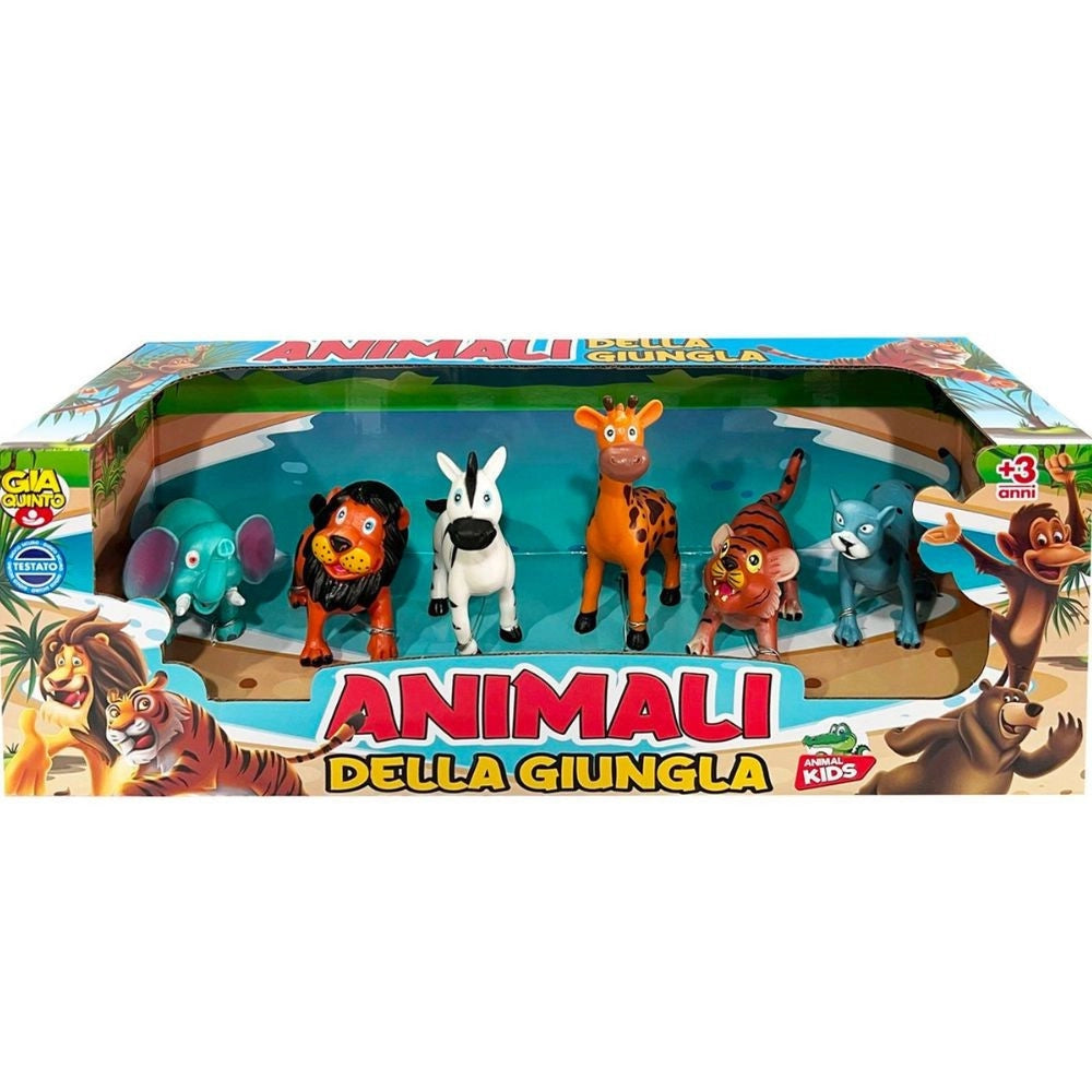 Trade Shop - Box Animali Della Giungla 6 Pezzi Giocattoli Per Bambini Colori Brillanti 3+ -