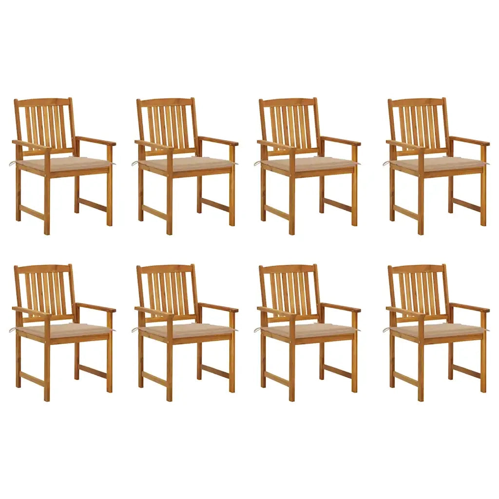 Sedie da Giardino con Cuscini 8 pz in Legno Massello di Acacia cod mxl 26318