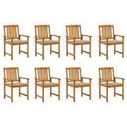 Sedie da Giardino con Cuscini 8 pz in Legno Massello di Acacia cod mxl 26318