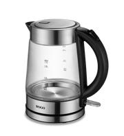 Bollitore elettrico vetro 1,7L senza fili, resistenza acciaio inox nascosta 2200W, spegnimento automatico - SOGO