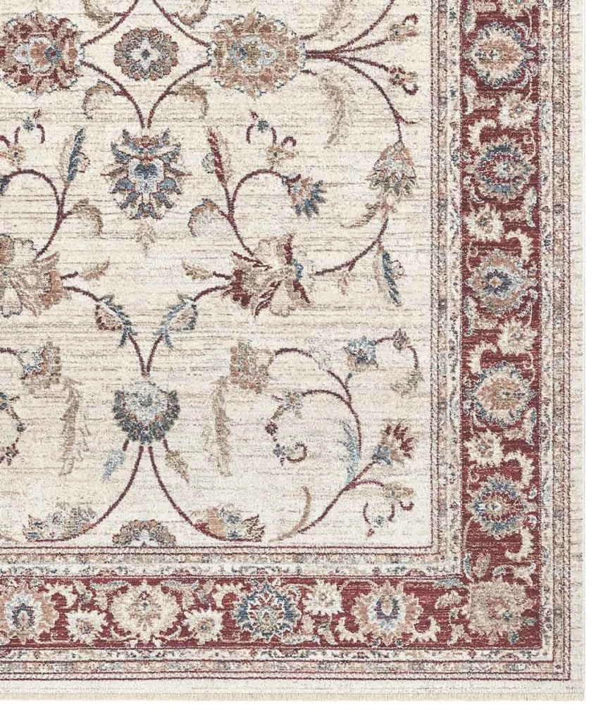 Parure Tappeti orientali MURCIA K7051-E22727 (1 pezzo cm.80x160 + 2 pezzi cm.60x133) motivo persiano stile classico tradizionale colore crema rosso per scendiletto camera matrimoniale