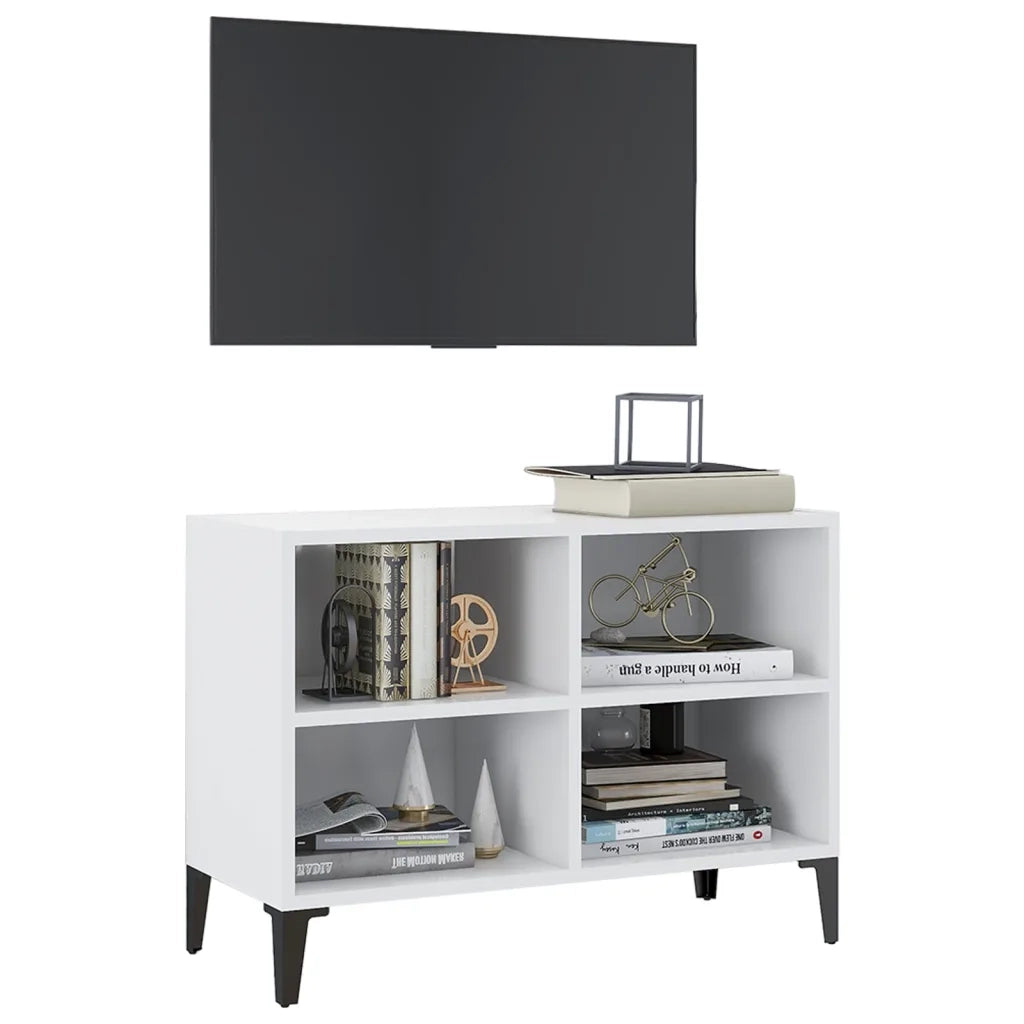 Mobile TV con Gambe in Metallo Bianco 69,5x30x50 cm 805932
