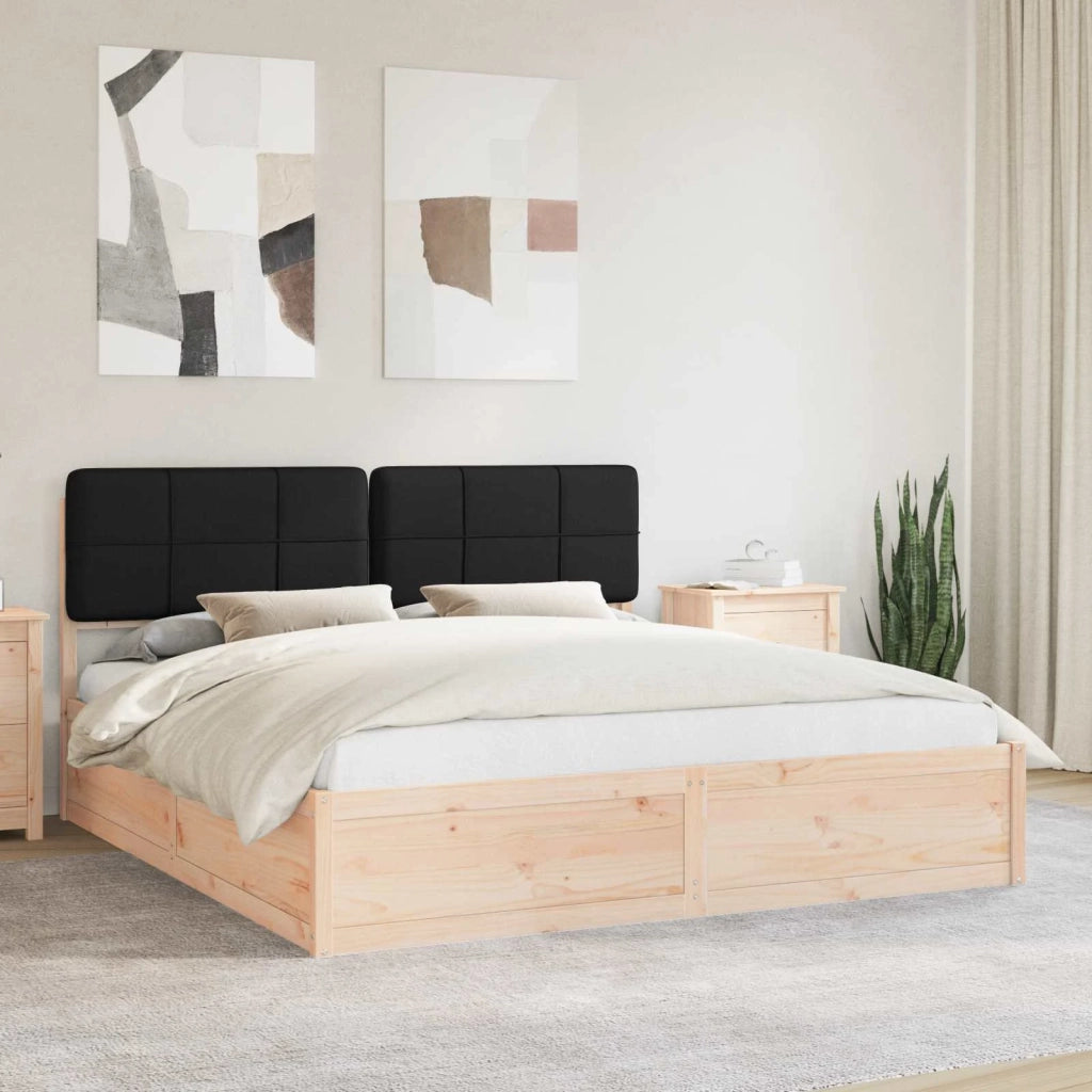 Letto con Testiera Rivestita Nero 180 x 200 cm Pino massello
