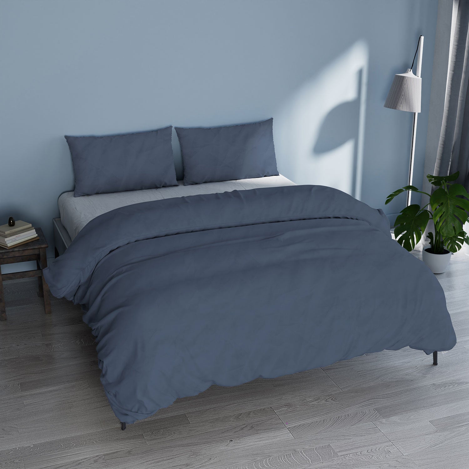 Copripiumino Matrimoniale con Sacco e Federe Linea Water Washed Blu