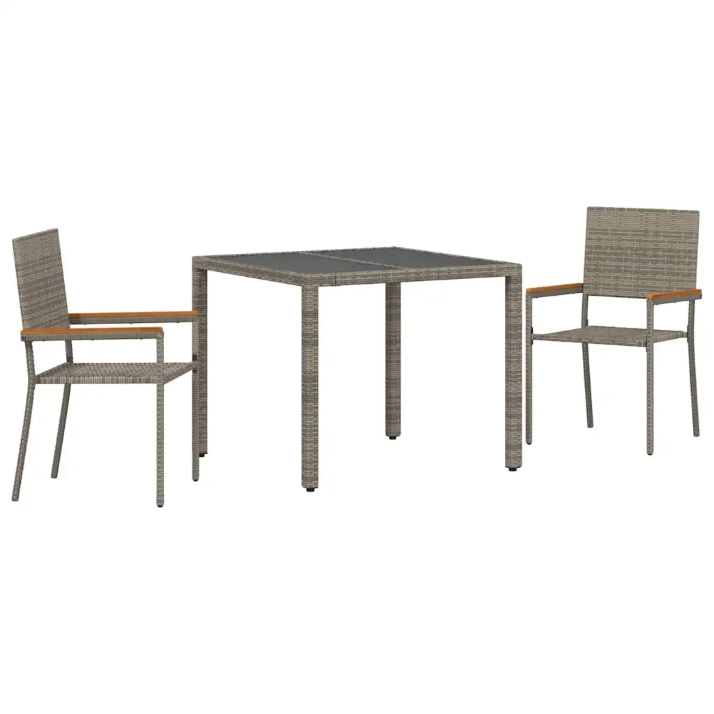 Set da Pranzo per Giardino 3 pz | Set Salotto da Giardino Grigio polyrattan