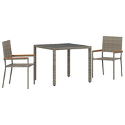 Set da Pranzo per Giardino 3 pz | Set Salotto da Giardino Grigio polyrattan
