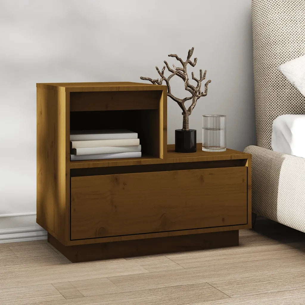 Comodini 2 pz Marrone Ambrato 60x34x51 cm in Legno di Pino 814381