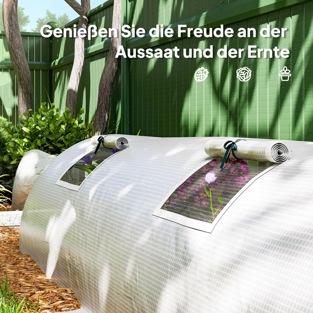 Serra da giardino a tunnel con finestra in rete ¨C Xylo ¨C plastica UV resistente bianco 300x80x45 cm