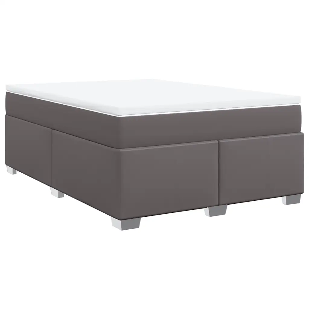vidaXL Giroletto a Molle con Materasso Grigio 140x190 cm in Similpelle
