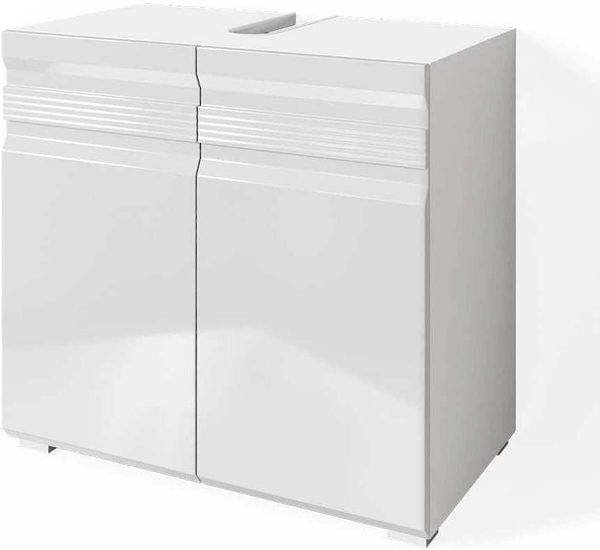Specchio contenitore bagno Fredd, Antracite lucido, 60 x 77 cm, a parete con due ripiani interni regolabili
