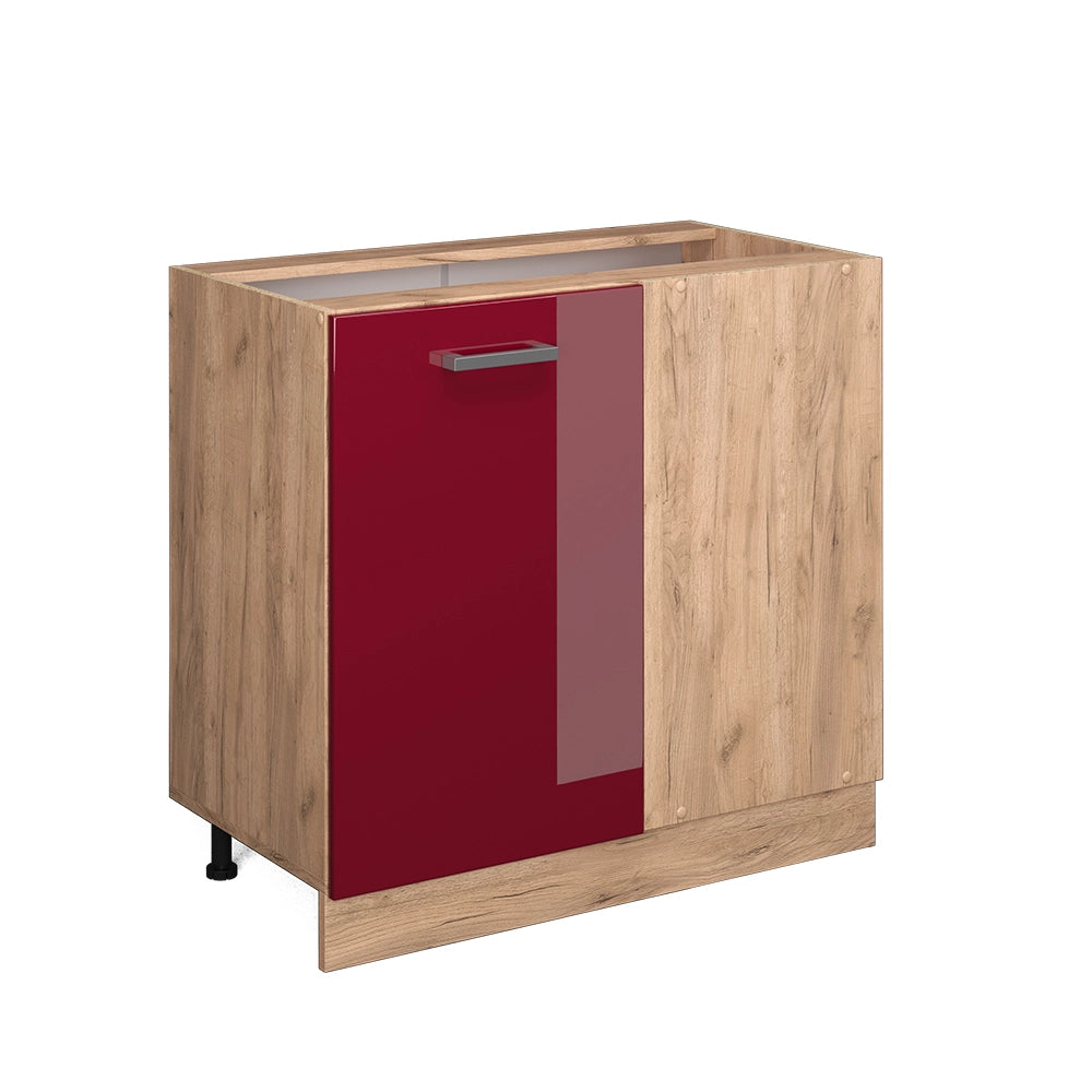 Mobile ad angolo cucina R-Line Rosso lucido/Rovere dorato 86 cm senza piano di lavoro Vicco