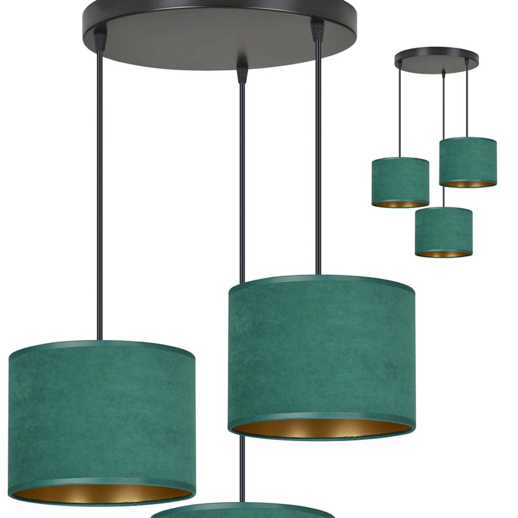 Emibig lampadario Hilde Premium 3 luci E27 verde nero oro