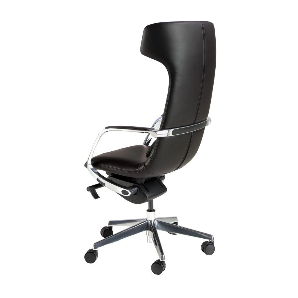 Sedia girevole da ufficio in similpelle nera